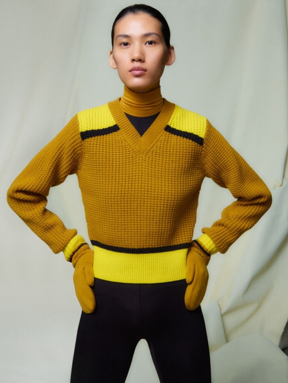 MARNI + Uniqlo Sweater, Size XS, Mod Popcorn Texture, Gold, Yellow, Black